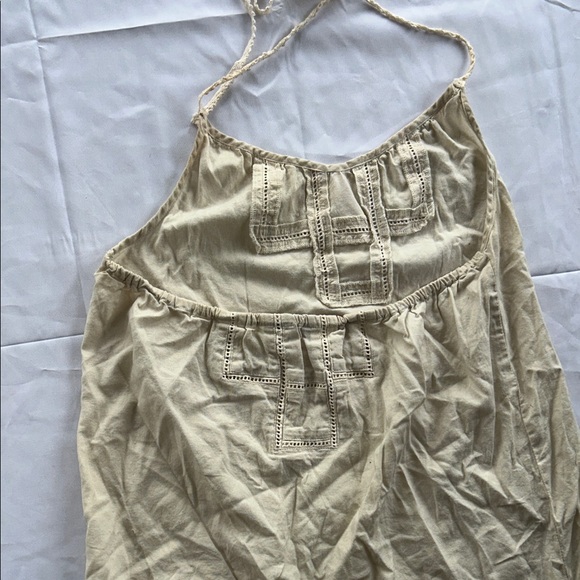 Hurley Beige Fringed Women's Mini Dress Boho Coastal Cowboy 100% Cotton - Picture 7 of 12